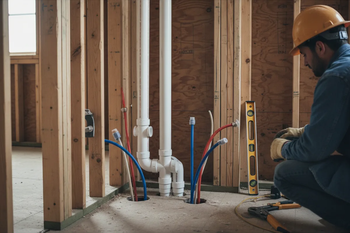 Drain and supply rough-in during Garbage Disposal Repair in Masonic Home
